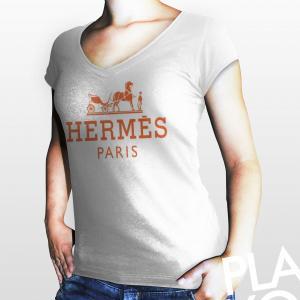 Hermes Paris Women White Gildan T-Shirt