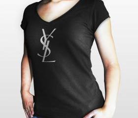 YSL Yves Saint Laurent Paris Women Black Gildan T-Shirt